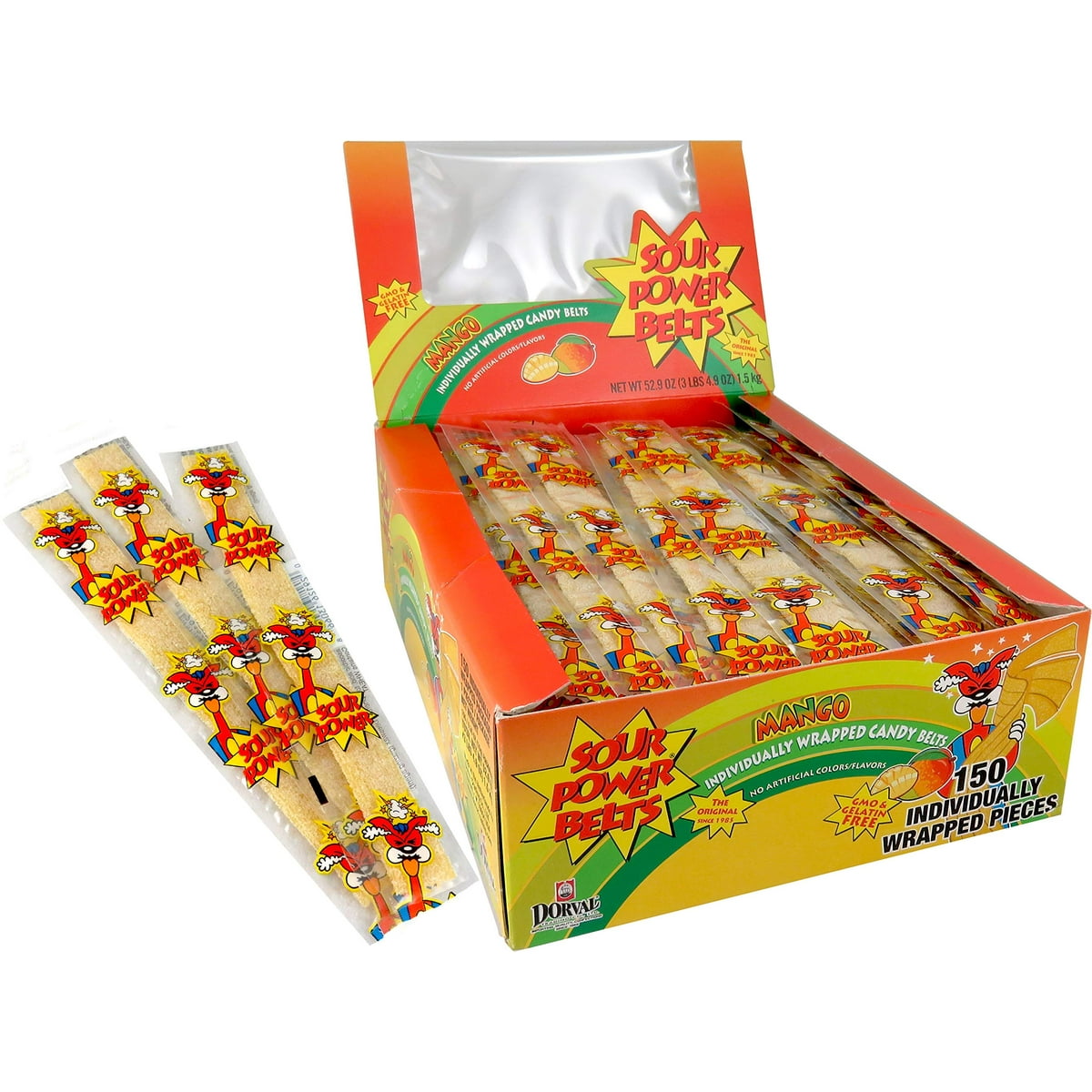 Sour Power Candy Belts - 150-Count Tubs