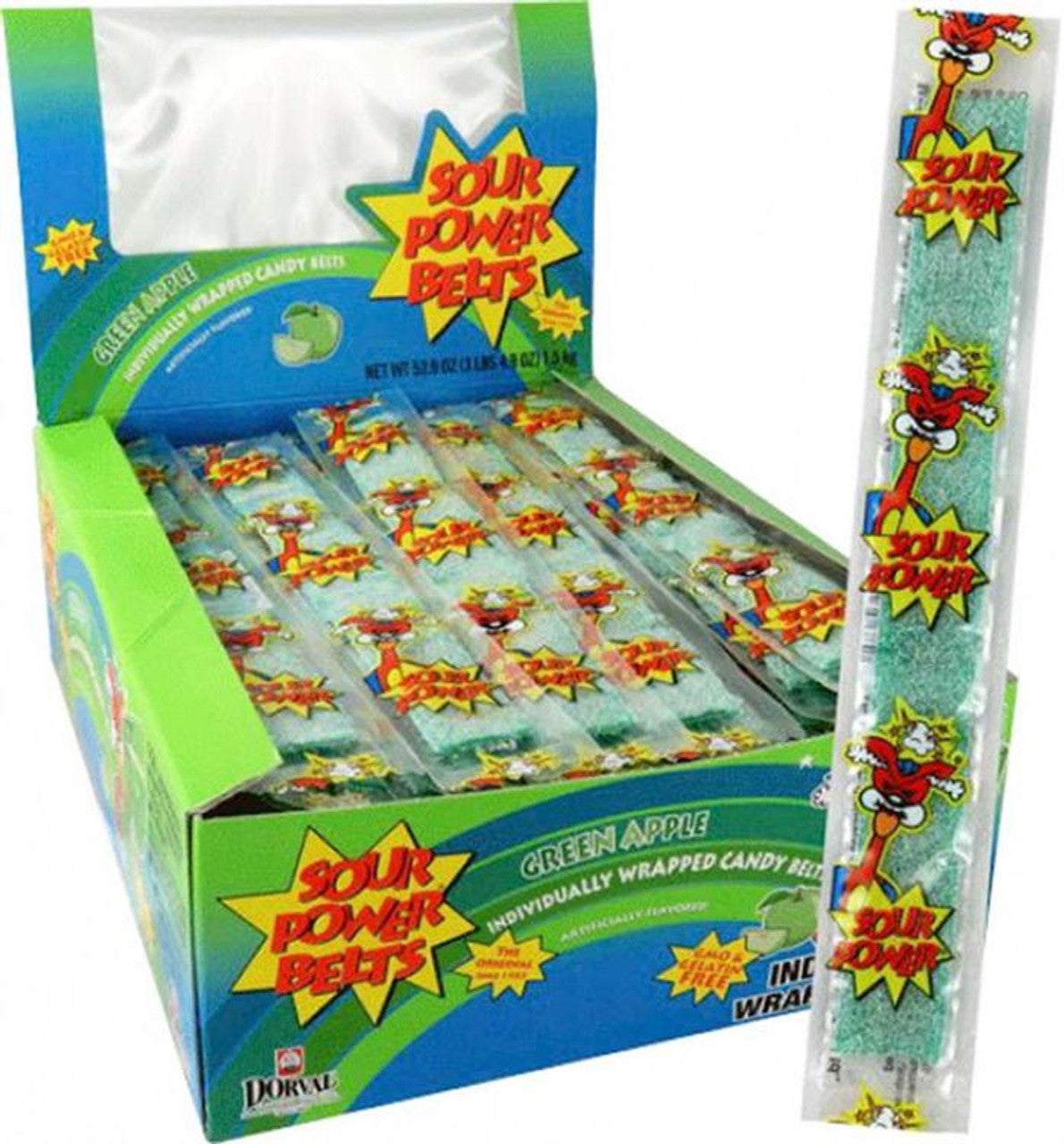 Sour Power Candy Belts - 150-Count Tubs