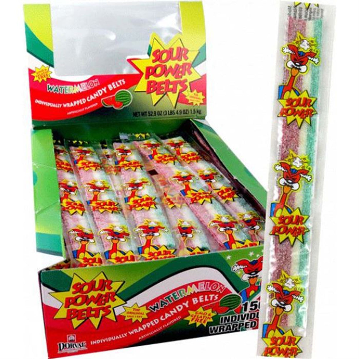 Sour Power Candy Belts - 150-Count Tubs